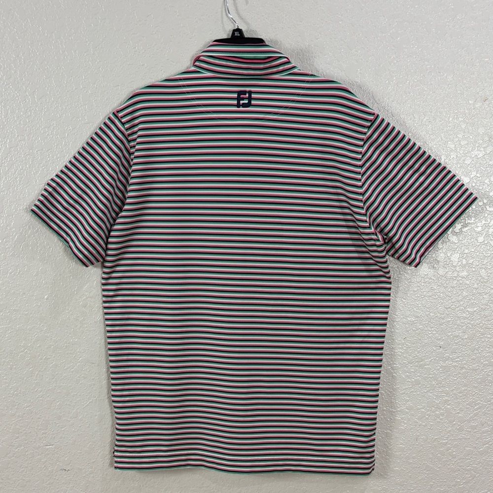 Foot Joy ,Men's Golf Striped Polo Shirt - Black,Pink,Green, Size L - Picture 8 of 15